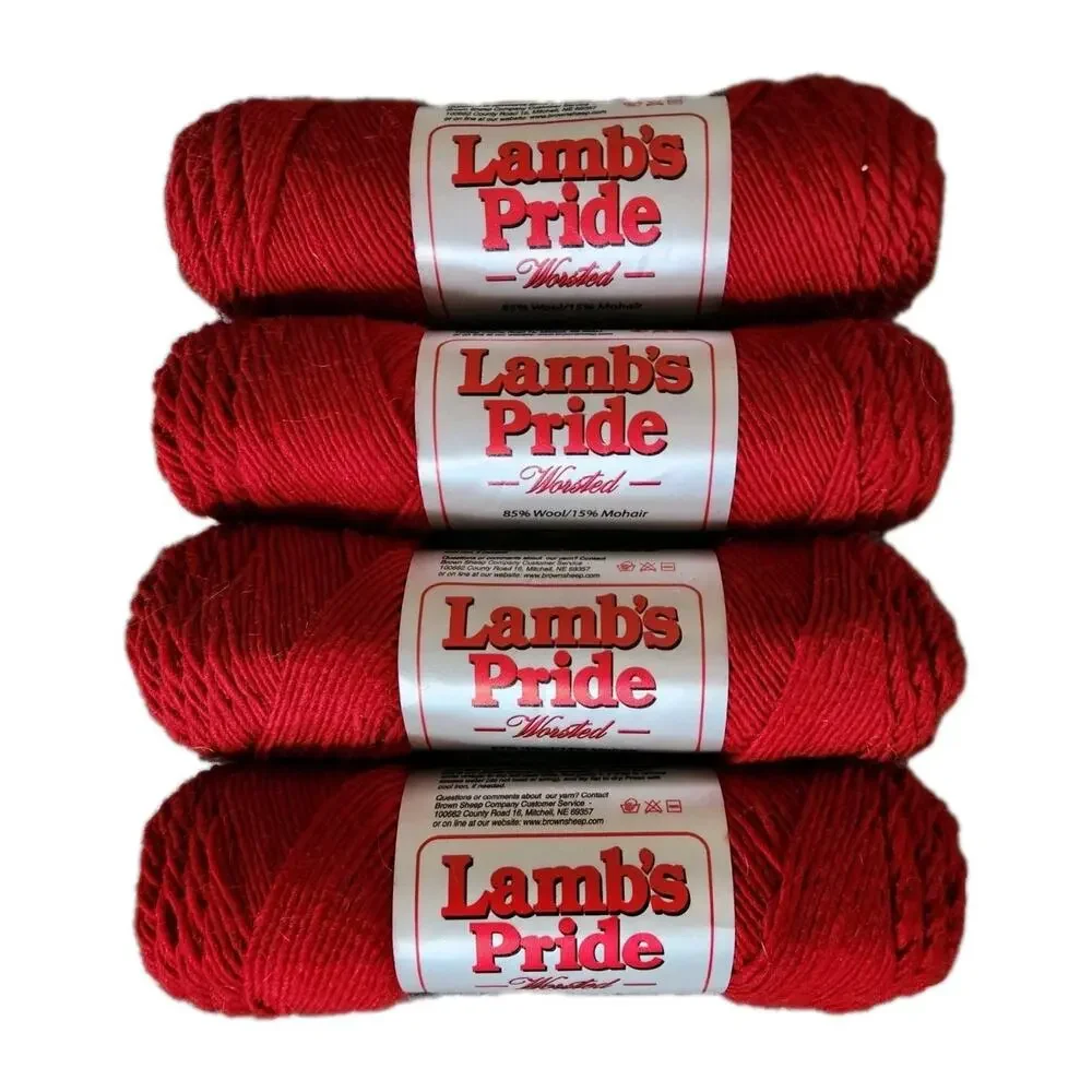 Lot Of 4 Lambs Pride Worsted Yarn Red Hot Passion Wool Mohair 4oz Skeins USA